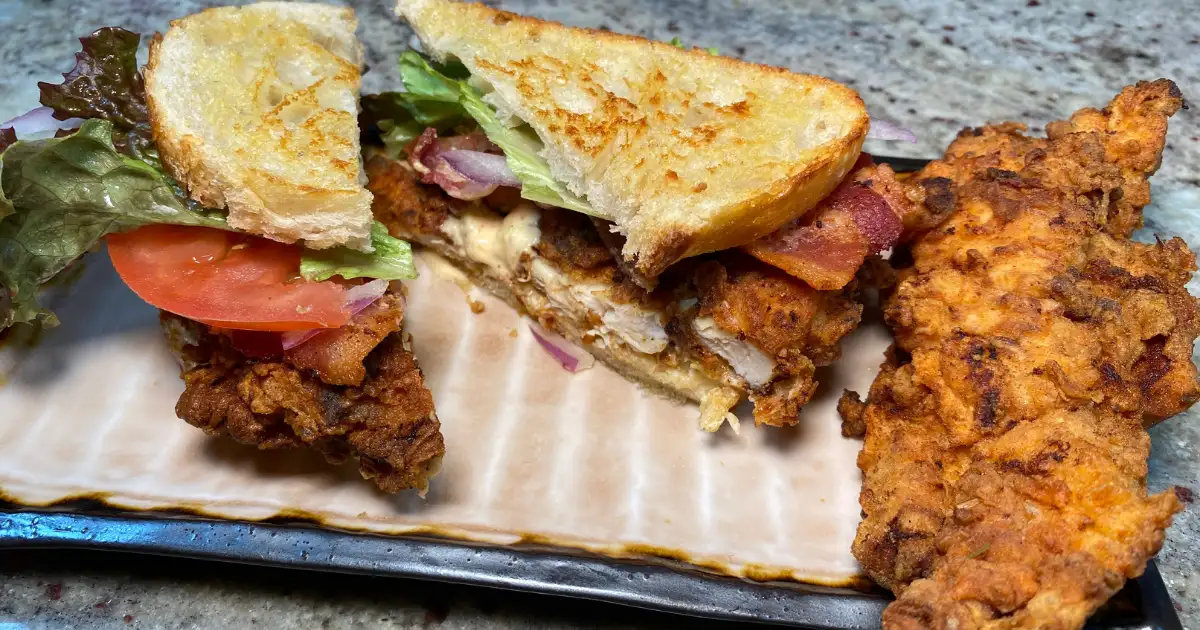 Farmer's Fried Chicken Sandwich on a plate