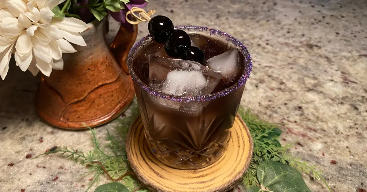 Purple Crested Potion of Persuasion on a plate