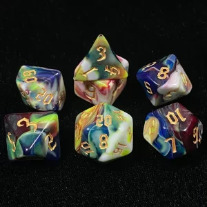 Multi-colored resin dungeons and dragons dice set