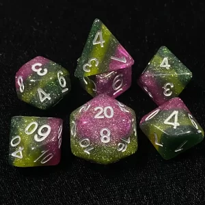 Green resin dungeons and dragons dice set