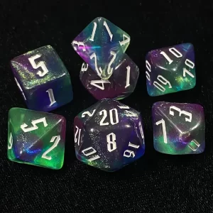 Blue and purple acrylic dungeons and dragons dice set