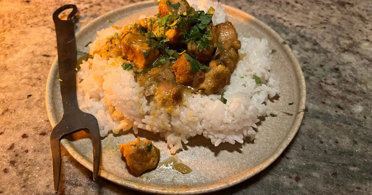 Curried Cockatrice on a plate