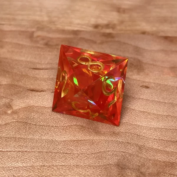 Dragon's Amber- Red Resin DnD Dice Set - Handmade - Image 5