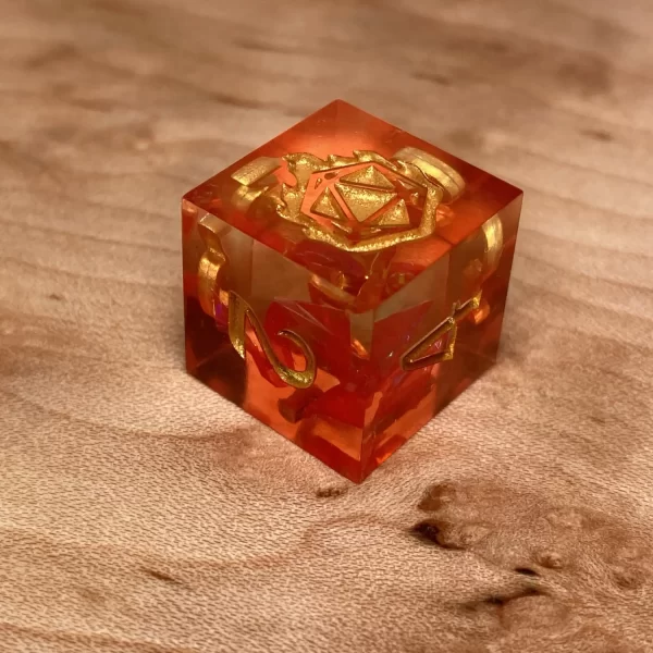 Dragon's Amber- Red Resin DnD Dice Set - Handmade - Image 7