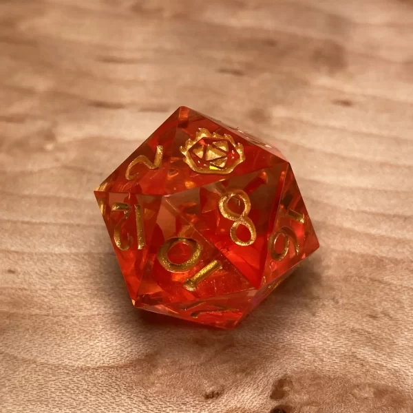 Dragon's Amber- Red Resin DnD Dice Set - Handmade - Image 2