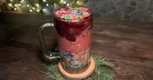 Rainbow colored Pride Month Smoothie in a mug